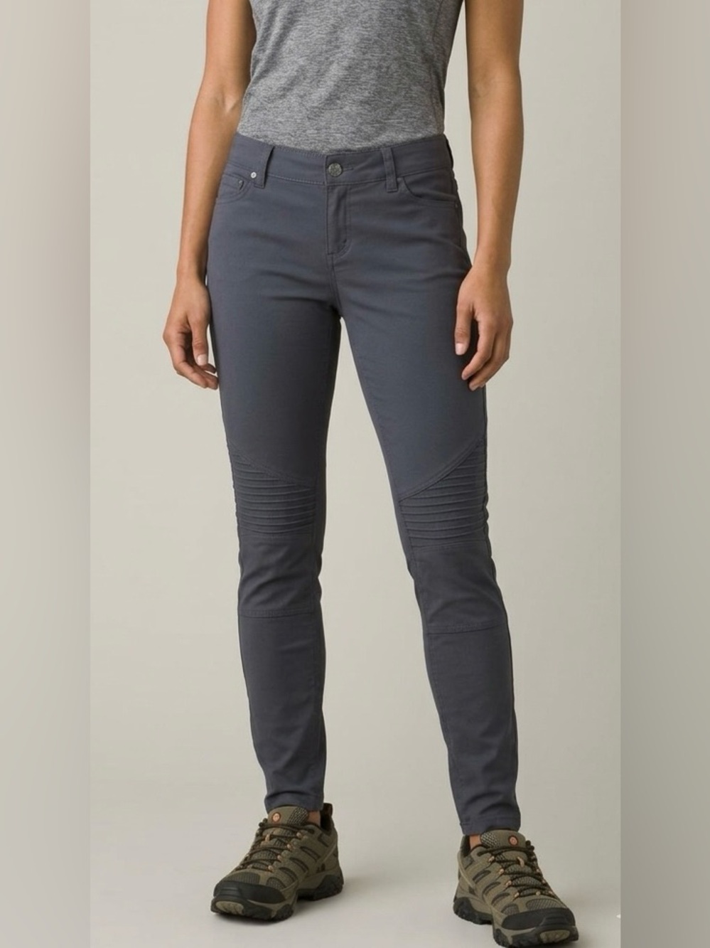 prAna Brenna Moto Skinny Pants - Coal Color - Stretch 5-Pocket - Size 8
